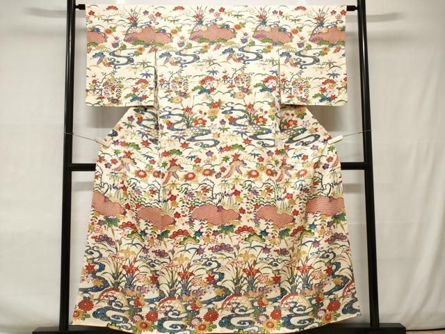 平和屋着物○長襦袢 袷 成り物 草花地紋 正絹 逸品 CAAW3755vf