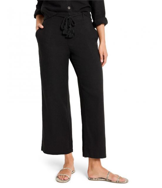 【送料無料】 ニックアンドゾー レディース カジュアルパンツ ボトムス Rumba Linen Blend Rope Belt Wide Leg Ankle Pants Black Onyx