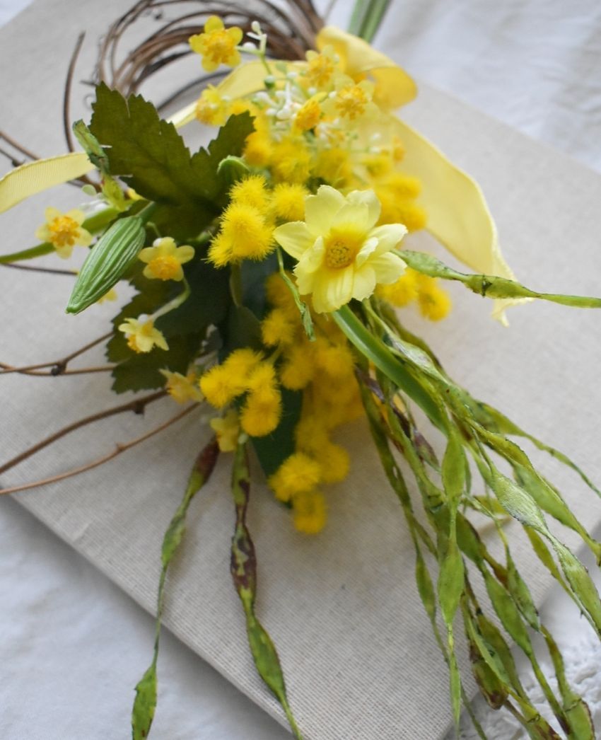 2way☆春を告げるミモザのナチュラルリース&スワッグ☆ドアリース  