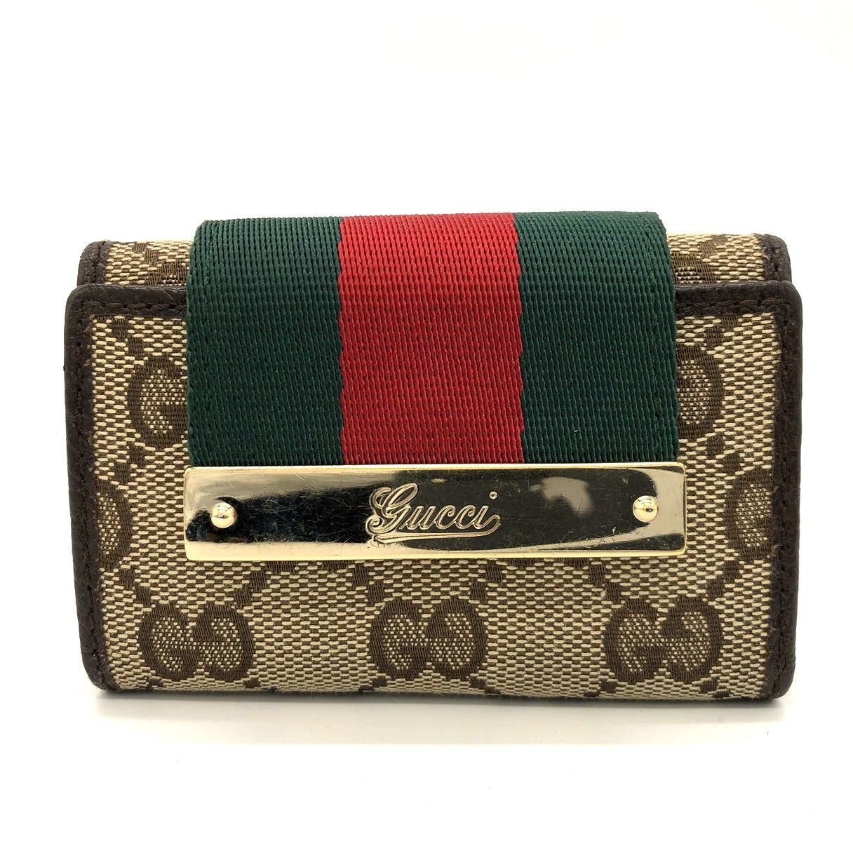 GUCCI グッチ 181673 キーケース ブラウン GGキャンバス|レザー シェリーライン レディース メンズ