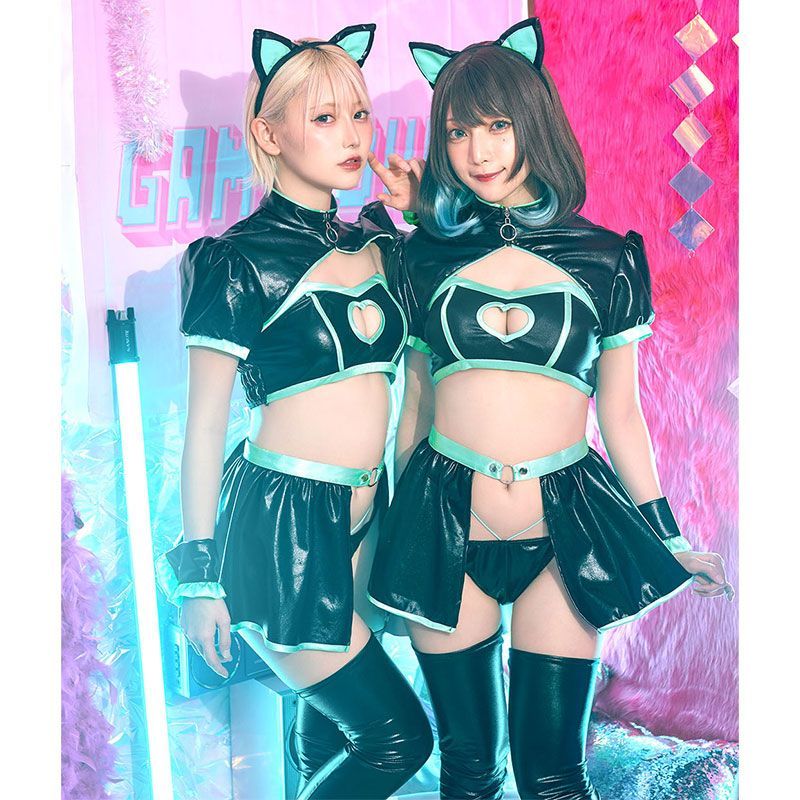 クリアストーン Clearstone コスプレ ねこ シュガーウィップ グロウサイバーキャット レディース フリーサイズ ブラック×グリーン sugarwhip-grow-cat