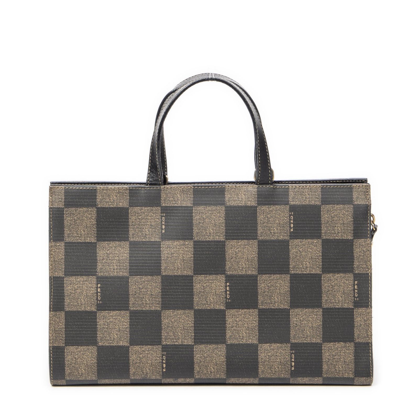 FENDI フェンディ2ウェイトートブラウン ブラックペキンチェックコーティングキャンバスA DECORATOM_COM_BR