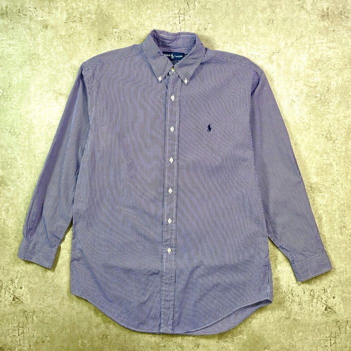 90s Ralph Lauren パープル ギンガムチェック コットンシャツ 90s Ralph Lauren パープル ギンガムチェック コットンシャツ