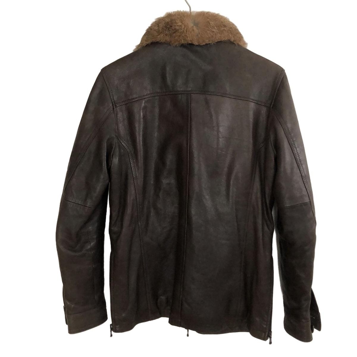 EMMETI エンメティ ブルゾン サイズ46 XL メンズ - ダークブラウン×ベージュ 長袖|ラムスキン|ファー|ジップアップ|中綿|秋|冬