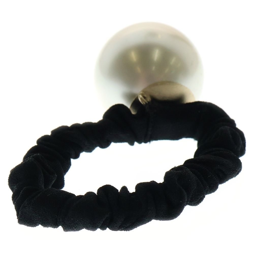 CHANEL シャネル ココマーク ロゴプレート フェイクパール ヘアゴム ホワイト ブラック F21V