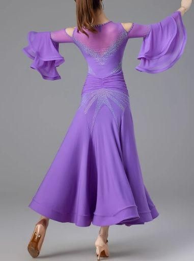 社交ダンスドレス ラテンドレス 競技 デモ用 ルンバフレア袖 オーダー