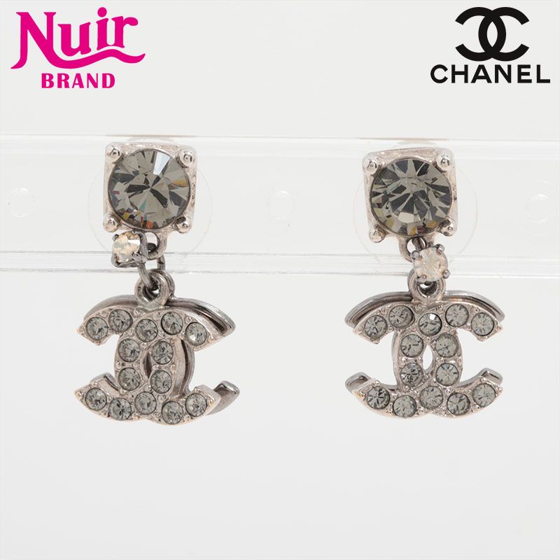 CHANEL ロゴピアス ストーン付き CHANEL◇ロゴピアス/-/ラインストーン/GLD/レディース//