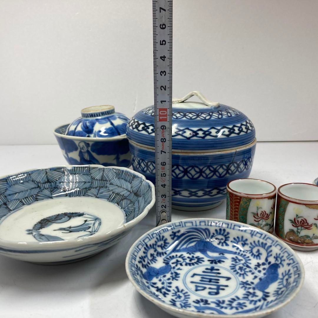 古伊万里 染付蓋茶碗、皿等7点 東Y5-0614① - メルカリ