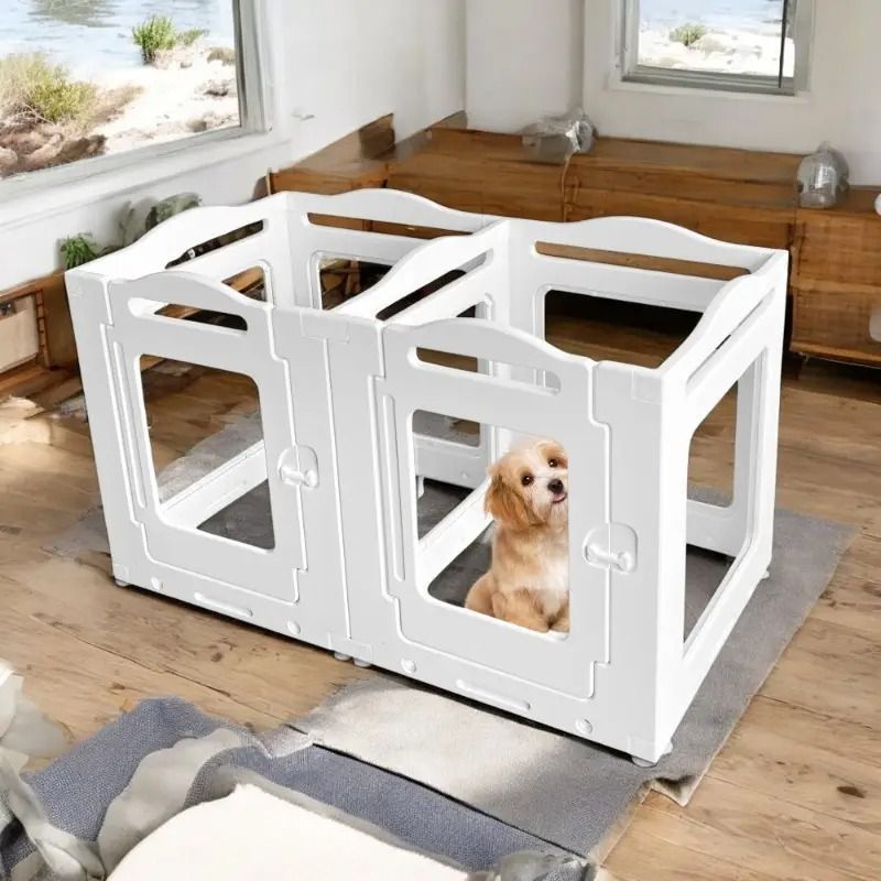 犬 サークルケージ透明 アクリル クリアサークル 6面パネル H76cmHIGH  