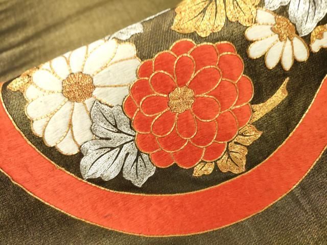 平和屋着物○西陣 川島織物 丸帯 駒刺繍 花丸文 金銀糸 正絹 逸品