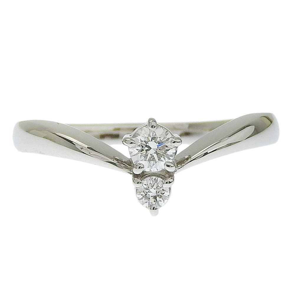 返品OK】ミキモト 合計0.16ct 天然ダイヤ リング 13号 Pt950  