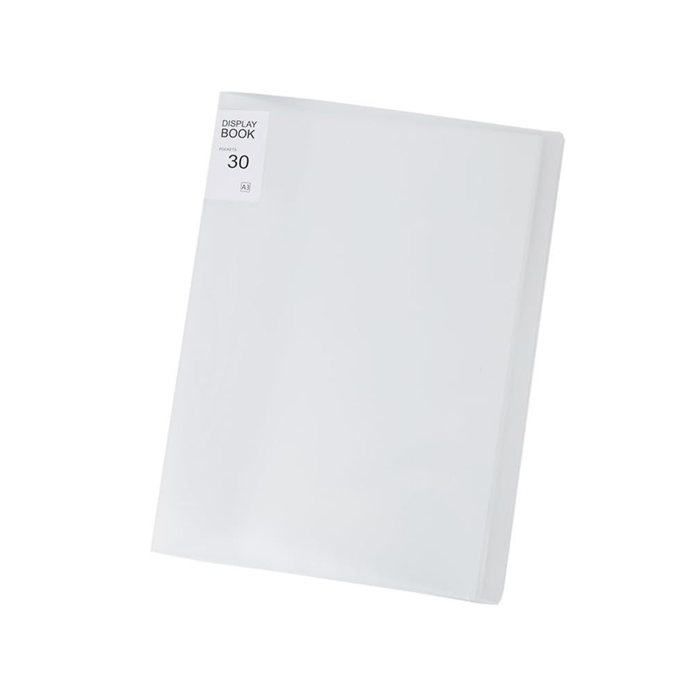 【数量限定】ダイアモンドアート 書類 縦入れ 収納 30ポケット 防水 A3ファイル対応 持ち運び クリアブック (ホワイト) Mikankawa
