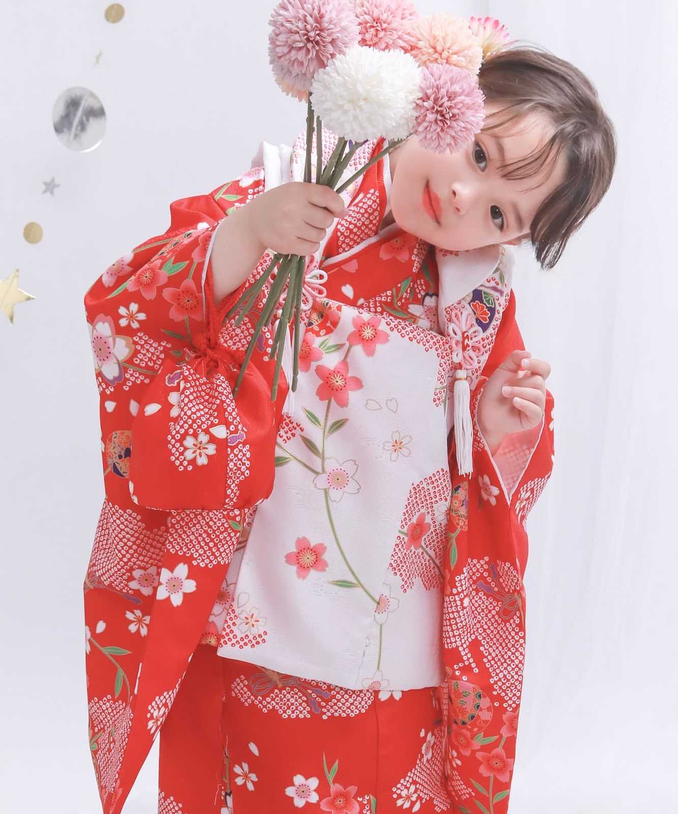 2025秋の新作入荷。 KYOETSU キョウエツ 着物セット 七五三用 3歳用 被布セット 華やかA 9点セット 柄被布 柄着物 伊達衿 長襦袢 髪飾り 巾着 草履 腰紐 足袋 ガールズ 2.桜鞠の華