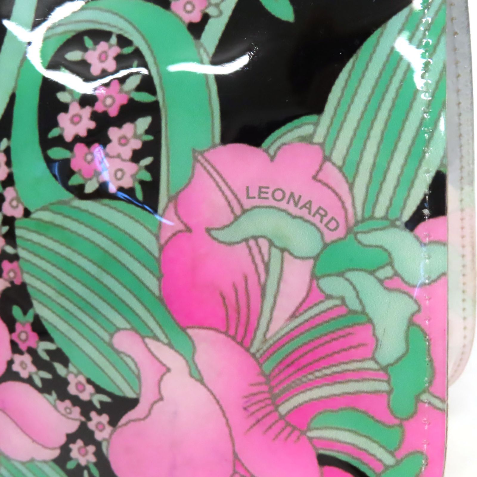 LEONARD レオナール ハンドバッグ ビニール 花柄 ピンク クリア WG25057 美品 LEONARD レオナール ビニールバッグ ハンドバッグ