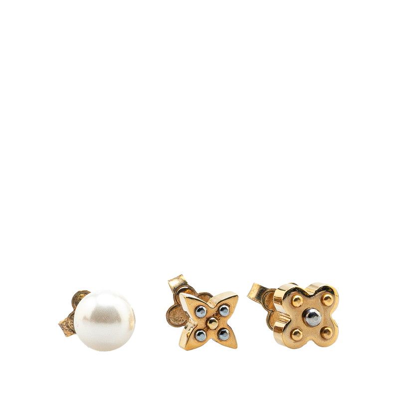 ルイ ヴィトン チャーミーパール ピアス 3点セット M75446 ゴールド メッキ フェイクパール レディース LOUIS VUITTON 1-0212486