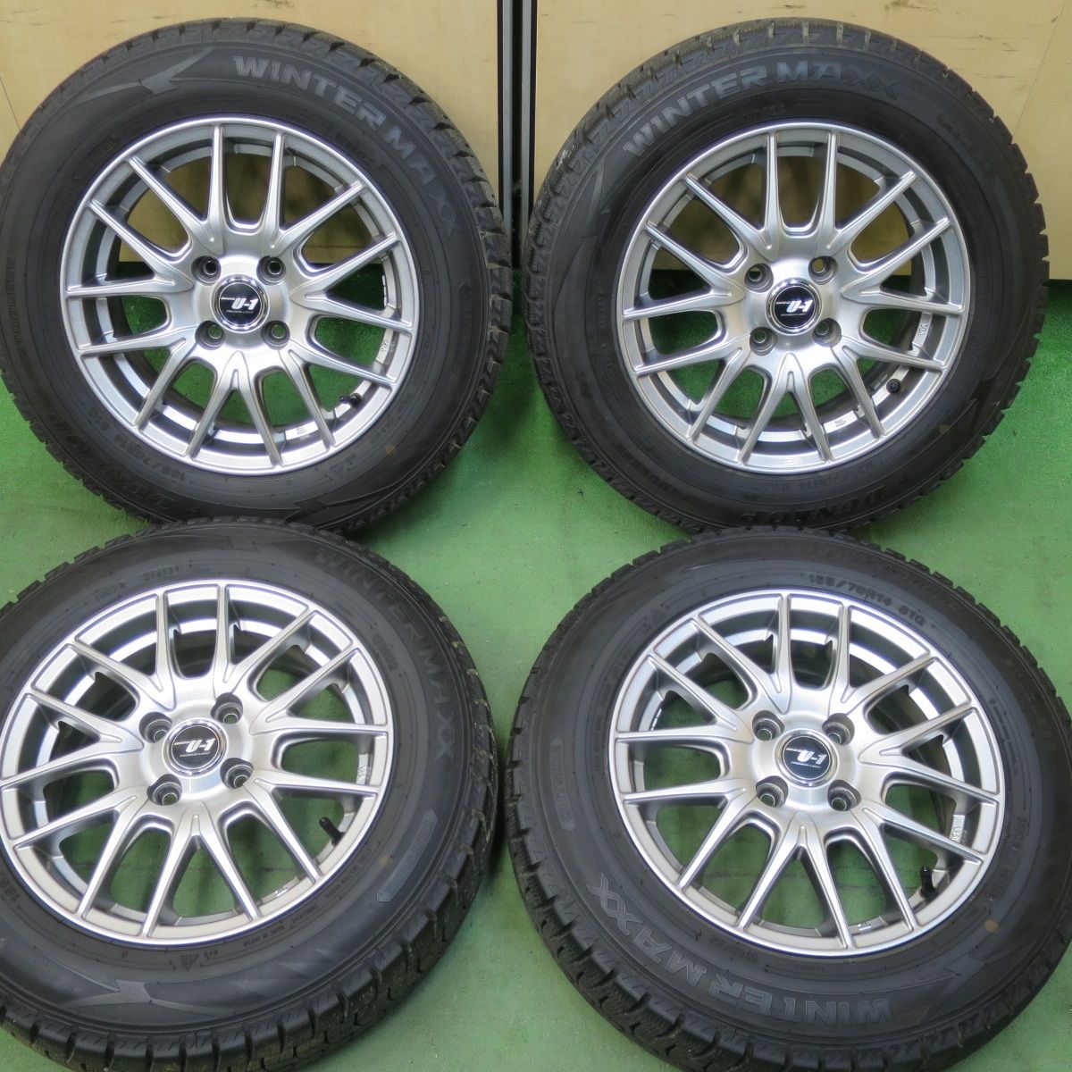 バリ溝 23年 キレイ 9.5分 スタッドレス 165|70R14 ダンロップ ウインターマックス WM02 DIOS U-1 PREMIUM LIGHT 14インチ PCD100|4H 5052903TTス