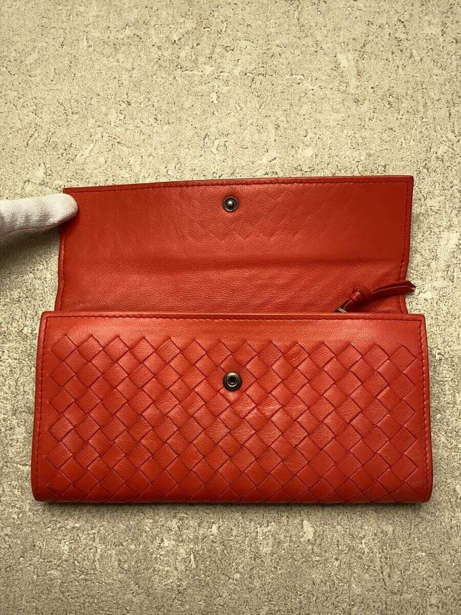 BOTTEGA VENETA 長財布 レザー レッド イントレチャート レディース b00854459j - メルカリ