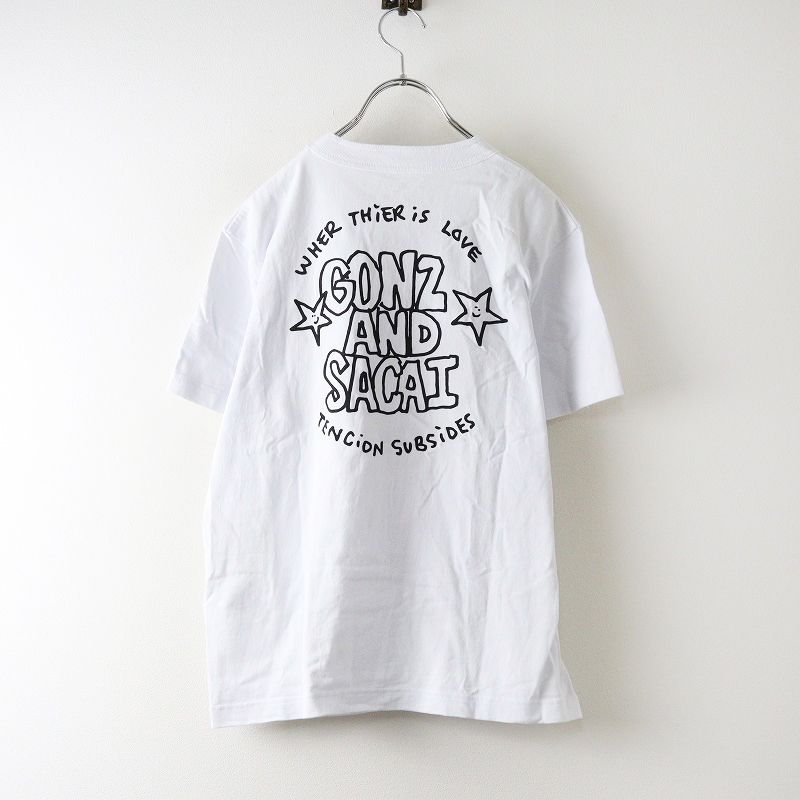 2025 SS サカイ sacai GONZ AND Tシャツ 1 ホワイト 半袖 コットン プリント 刺繍 カットソー バックロゴ トップス
