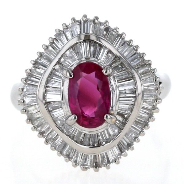 Pt900 プラチナ リング ビルマ産 ルビー 1.04ct ダイヤモンド 1.10ct 