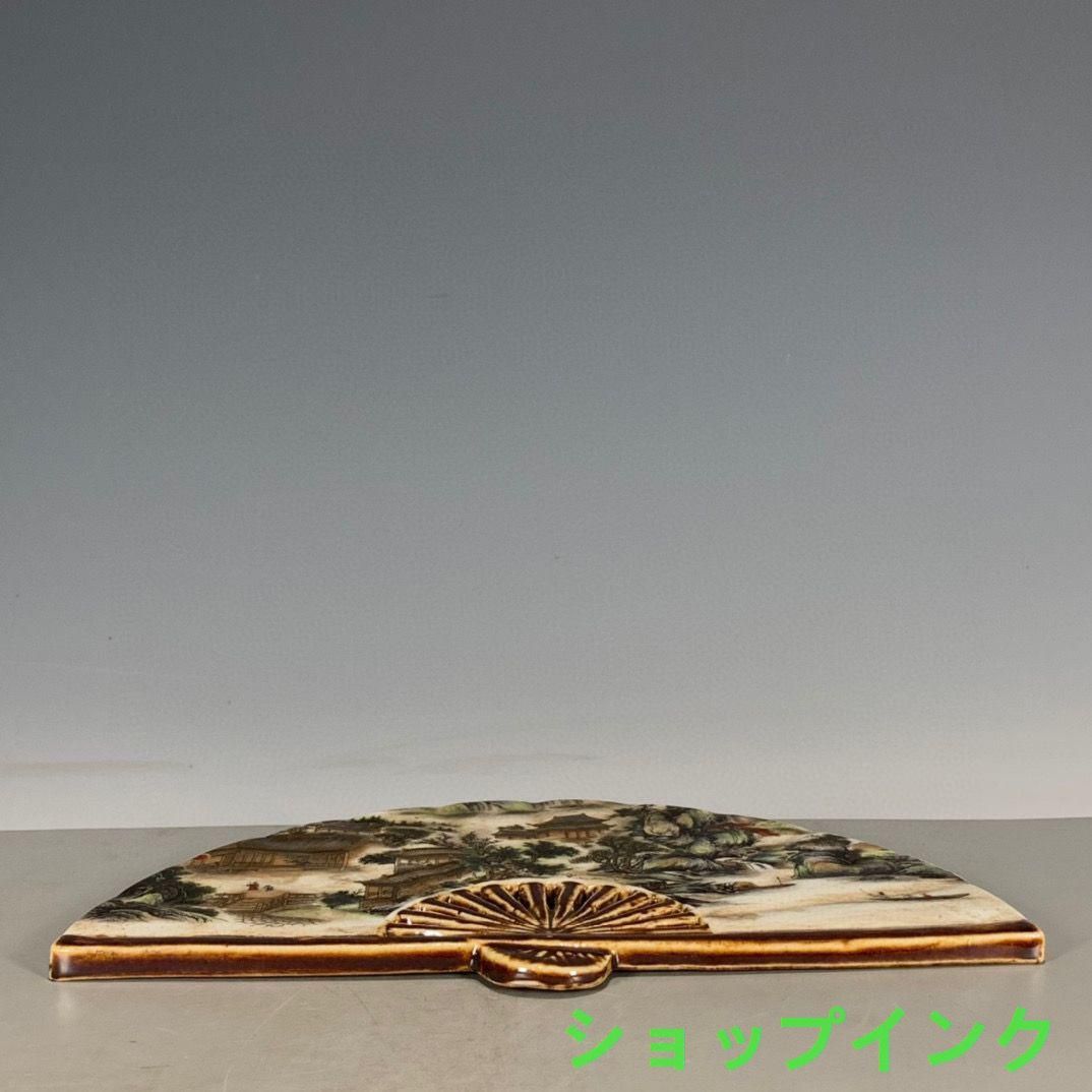 民国パステル山水紋屏風  景徳鎮 陶磁器 装飾品 現代工芸品美術品 置物 民国パステル山水紋屏風 景徳鎮 陶磁器 装飾品 現代工芸品美術品