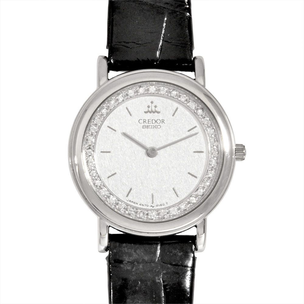 セイコー SEIKO 4N70-0150 クレドール 腕時計 シルバー文字盤 Pt900 ダイヤ プラチナ 無垢 レディース