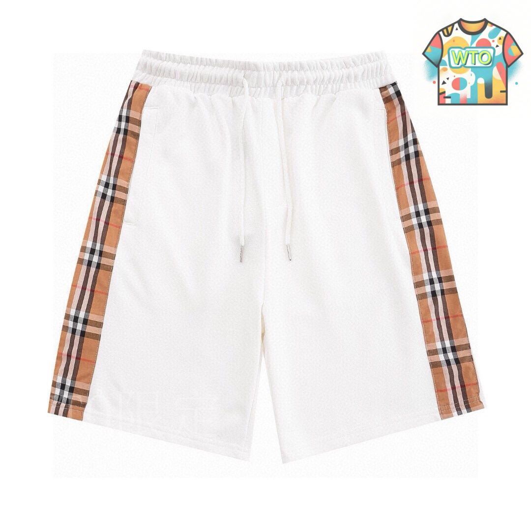 今日特価】BURBERRY 2025ss サイドチェックカップル綿ショーツ-1