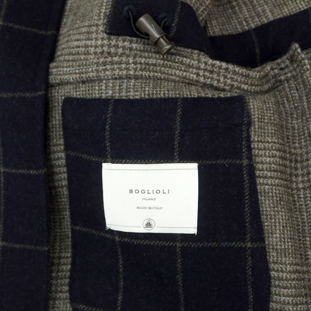 ボリオリ BOGLIOLI ウール チェック ミリタリージャケット ネイビーxグレー サイズ48 メンズ KANDAIZUMI_COM