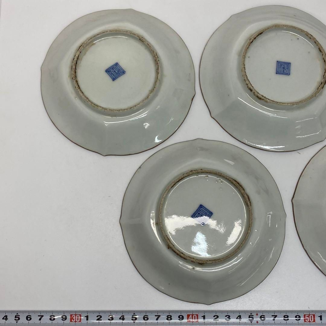 中国古玩　南京赤絵人物画　中皿5枚　直径14.9cm 東H6-0328①タエサ 中国古玩 南京赤絵人物画 中皿5枚 直径14.9cm 東H6-0328①タエサ