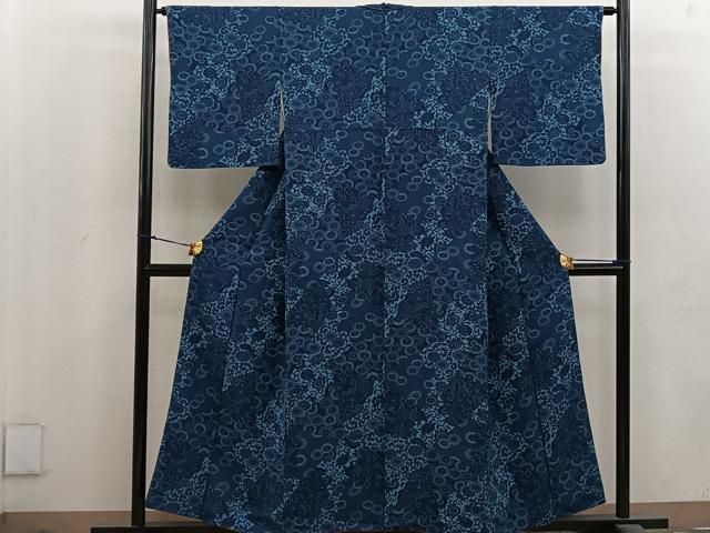 平和屋着物○上質な小紋 型染め 流水花文 正絹 逸品 AABA5012np 平和