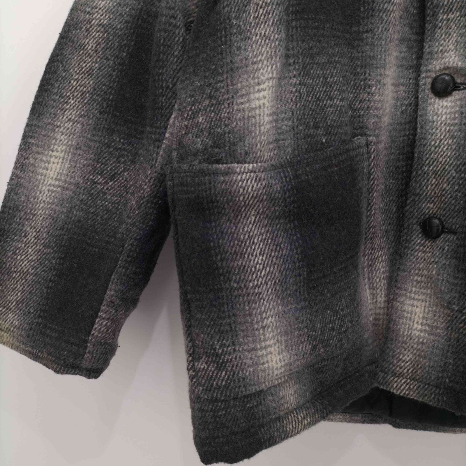 80s90s白黒オンブレチェックSANTAFETRAIL ウールカバーオール希少 HOUSTON（ヒューストン） ジャケット メンズ オンブレ チェック ビエラ