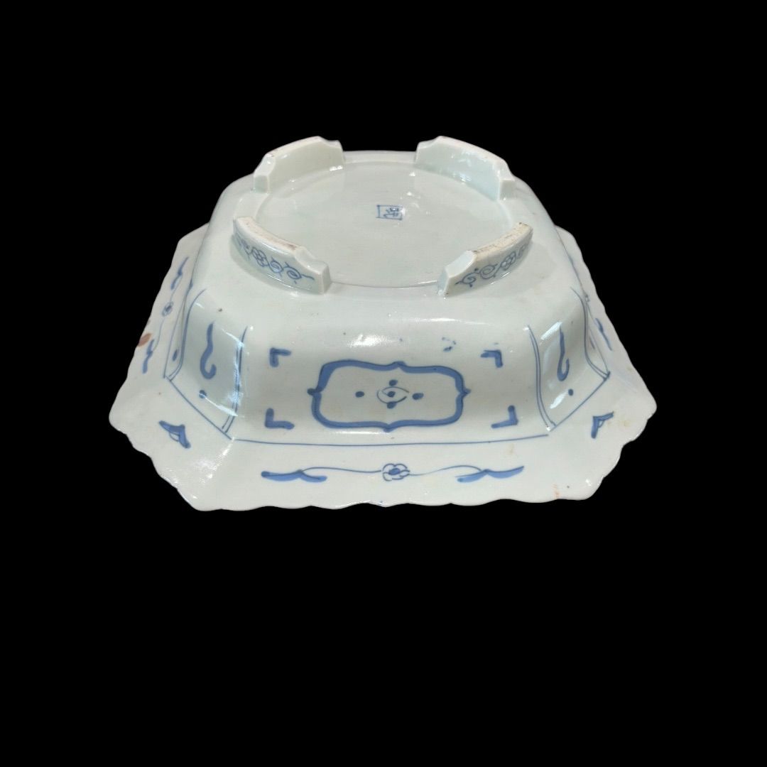 古伊万里 染付 角皿 骨董 陶器 時代物 蔵出し 古美術 四方皿