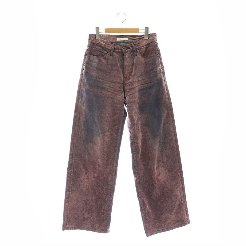 マウジー MOUSSY VELVET DENIM バギーパンツ ワイドパンツ 2 ピンク