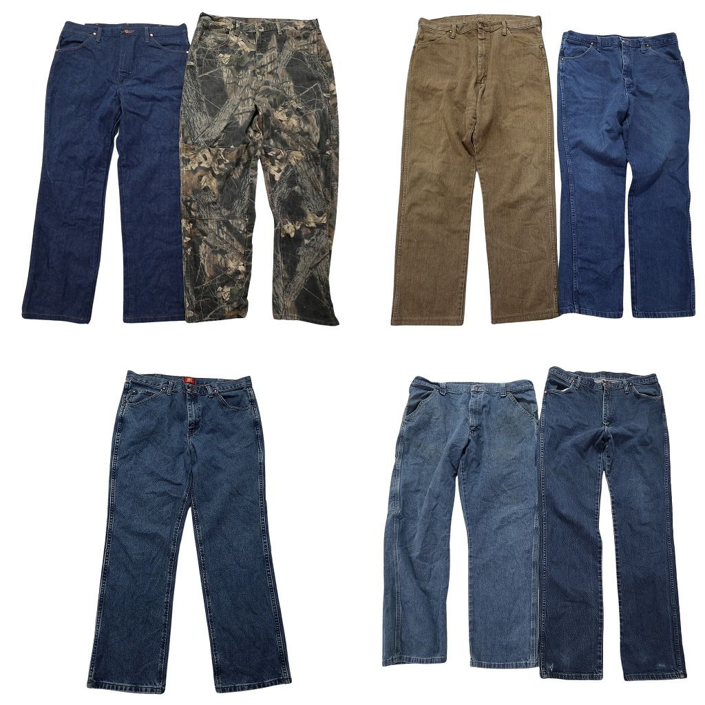 古着卸 Wrangler ラングラー デニム パンツ 7枚セット メンズ W36 インディゴブルー リアルツリー柄 ベージュ 古着 NA5873