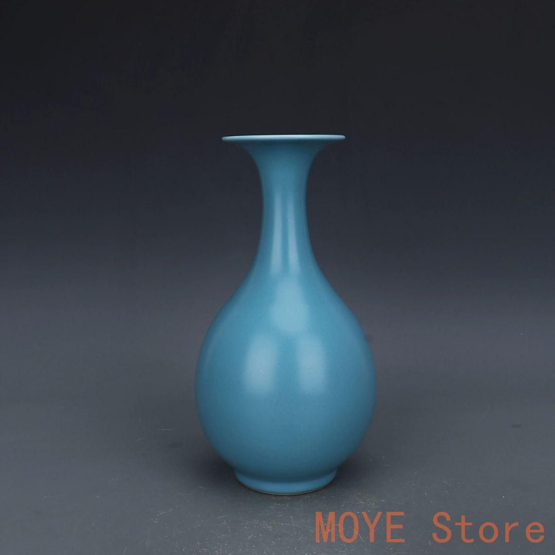 清雍正汝釉天青色玉壺 景徳鎮 陶磁器 装飾品 現代工芸