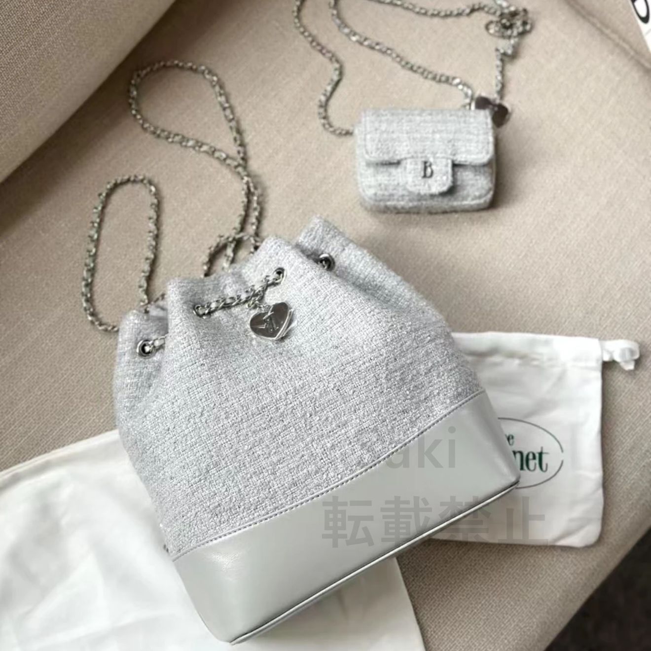 韓国大人気】The Barnnet ツイード ドローストリング チェーンリュック