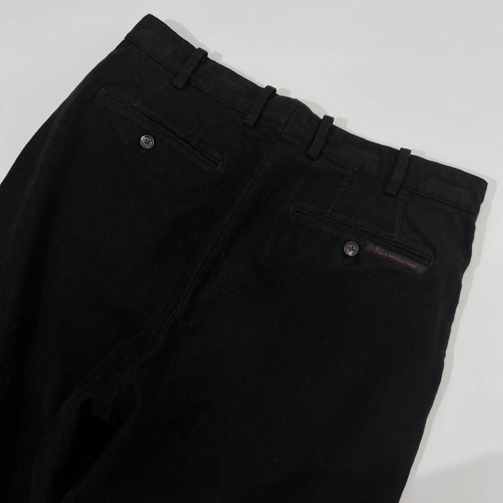 Papas パパス ツータック ピケ スラックス パンツ S/ブラック メンズ Papas パパス ツータック ピケ スラックス パンツ S/ブラック メンズ