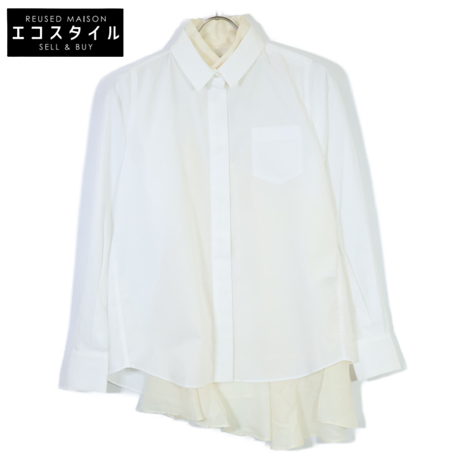 サカイ　sacai　コットン　Tシャツ　ホワイト　　21-0180S sacai: White 's' Cotton Jersey T-shirt | SSENSE