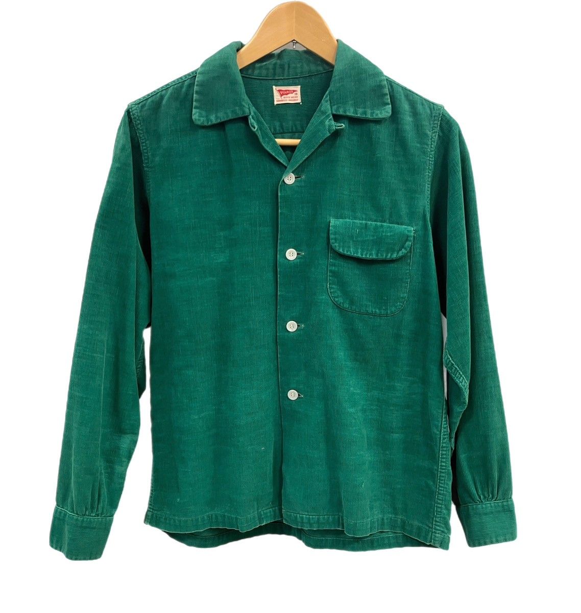 ヴィンテージ 50 s～60s 50～60年代 PENROD 開襟 オープン ループ ボックス コーデュロイ 18 長袖シャツ グリーン 101MT-4235