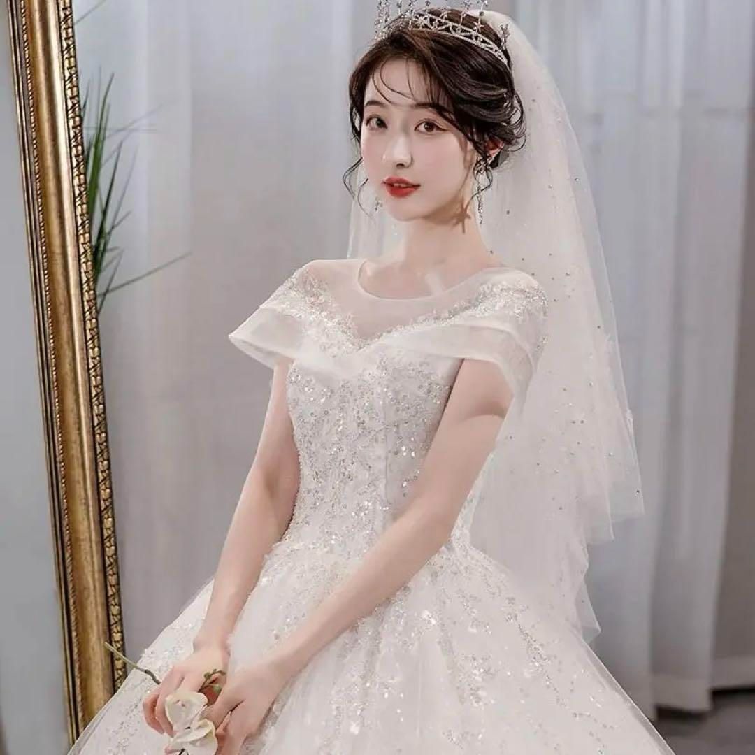 新品未使用 豪華ウェディングドレスセット 結婚式用 パニエ&ヴェール付 