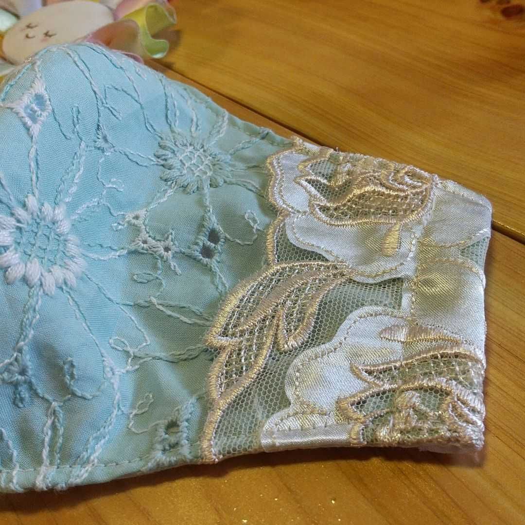 SOLD 温かく OUTインナーマスク小池都知事刺繍レース豪華柔らか 