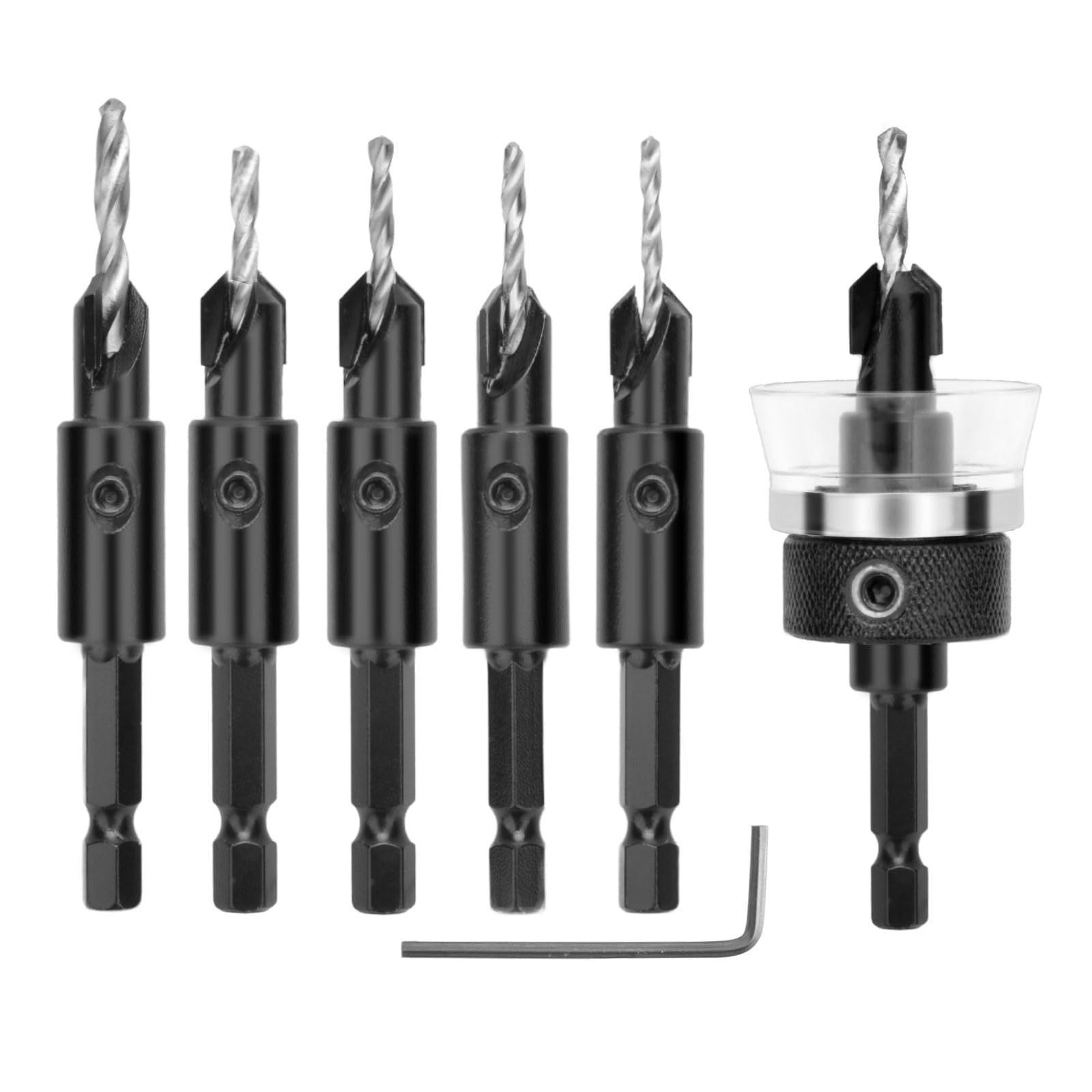 10mm 6本皿穴ドリルセット 面取り 皿取錐u0026埋木錐ドリル 6.35mm六角軸ストッパー付き 木工用ドリルビット高速度鋼製2.5mm/2.8mm*2/3.2mm/3.5mm/4mm(10mm)