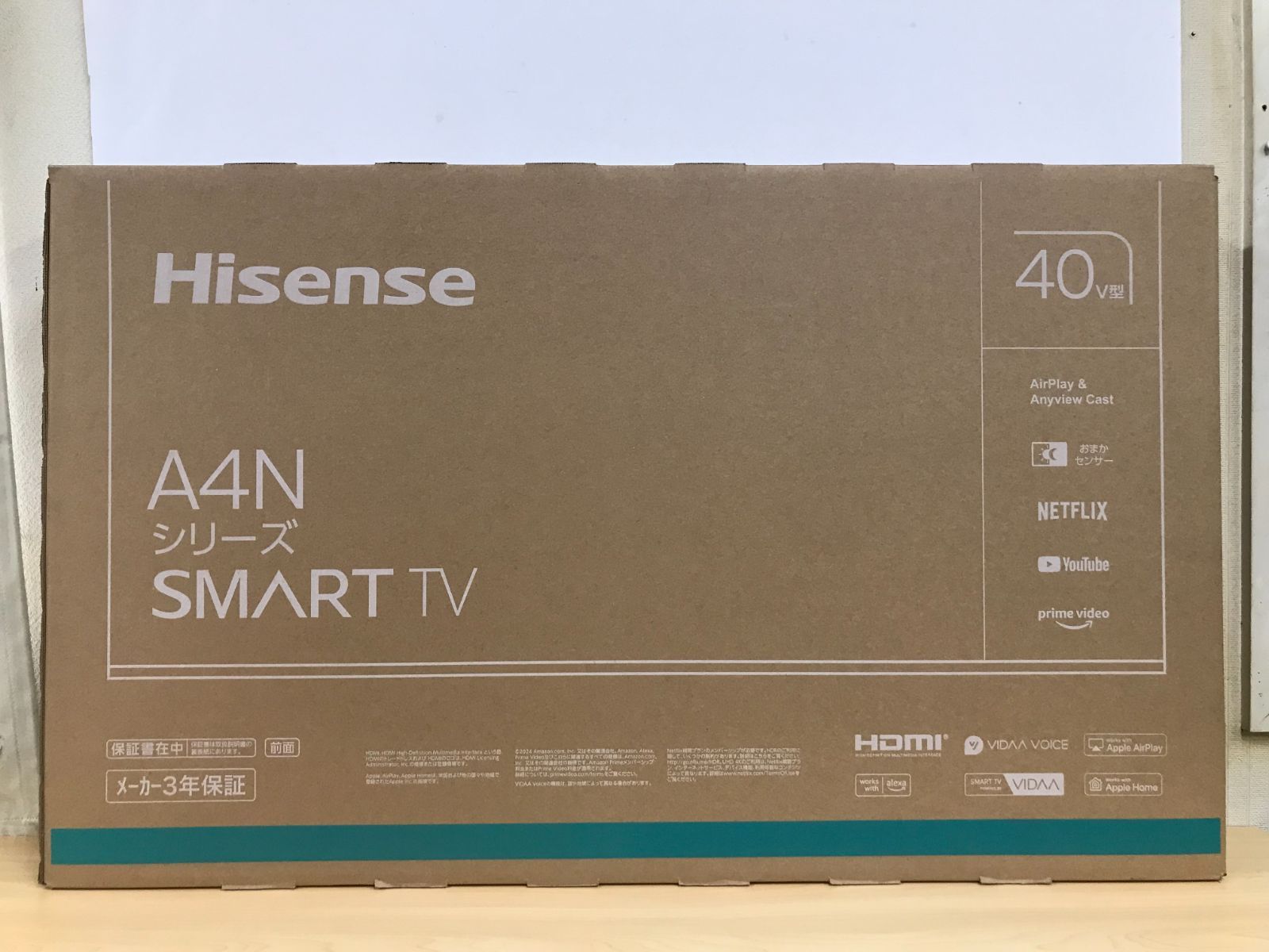 Hisense A4Nシリーズ 40V型 スマートTV 2024年製 大清水66-1