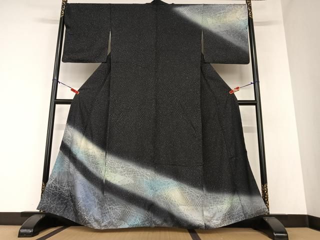 平和屋着物○訪問着 紬地 ろうけつ染め 霞文 正絹 逸品 AAAV7381zg