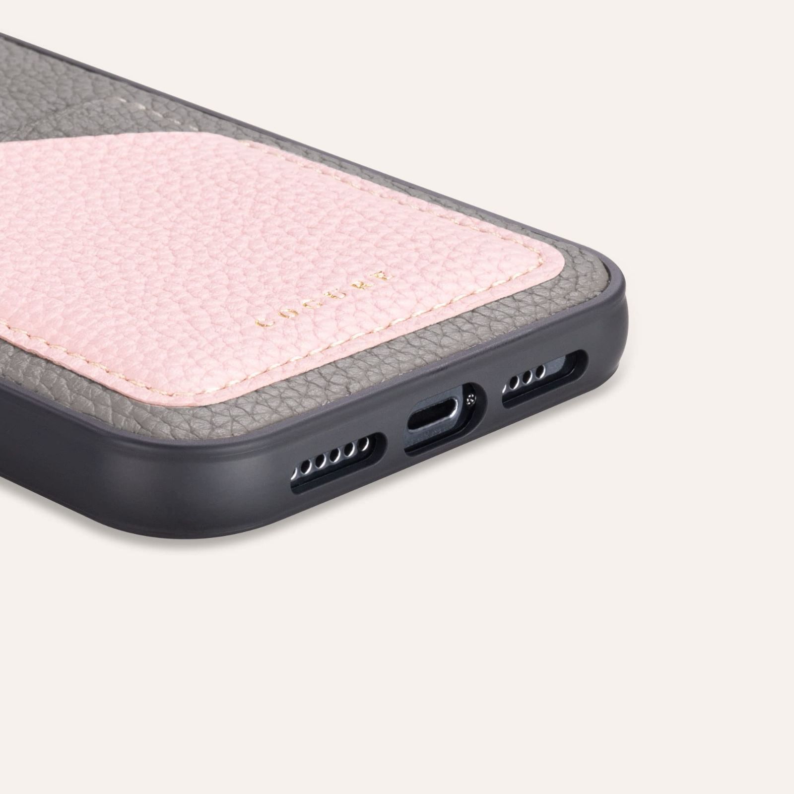COGURE コグレ iPhone14 ケース 本革 シュリンクカーフレザー カード入れ シンプル おしゃれ ギフトボックス付き COPC2 グレージュ+オレンジ