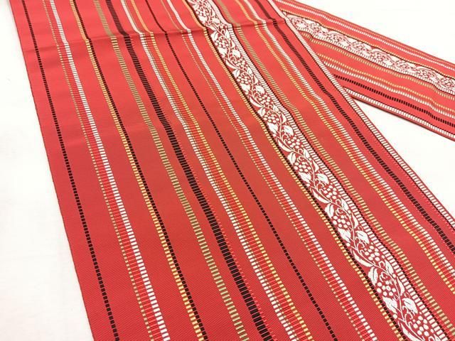 最終値下げ！【本場筑前博多織】紋八寸名古屋帯 隆毘間道 筑前織物 正絹 未仕立 本場筑前博多織】紋八寸名古屋帯 隆毘間道 筑前織物 正絹 未仕立 平和