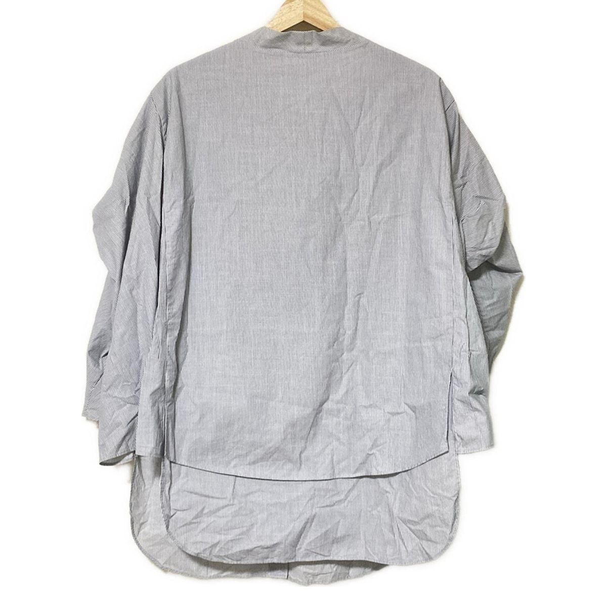 D-due H.P.FRANCE デ ドゥエ アッシュ ペー フランス 長袖カットソー サイズ38 M レディース - 白×ダークグレー ボウタイ|ストライプ