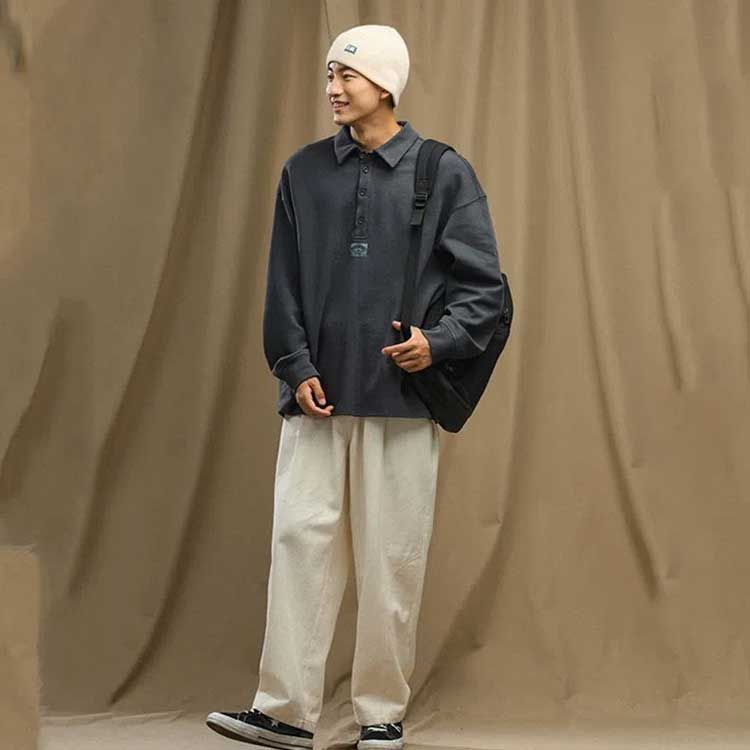 裏起毛あり/なし ポロシャツ メンズ 長袖 Tシャツ トップス