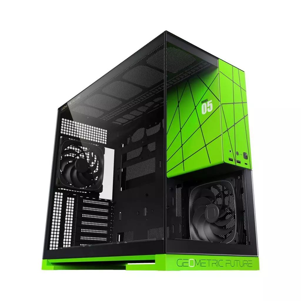 PCハード ミドルタワーPCケース MODEL 5 PLUS NV STYLE EDITION WITH 5FAN ブラック グリーン GF-M5-NV-Edition PLUS