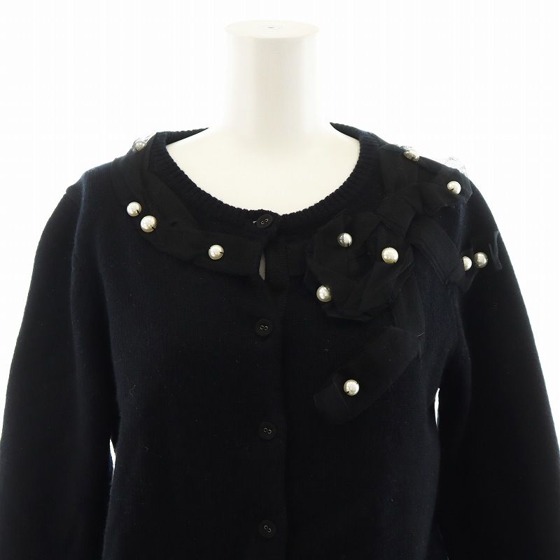 ランバンオンブルー LANVIN en Bleu カーディガン パール リボン 