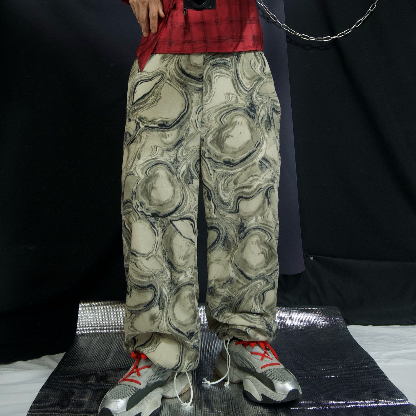 USED Marble Abstract Full Graphic Pattern Easy Wide Pants マーブル アブストラクト 総柄  グラフィック イージーパンツ ワイドパンツ - メルカリ